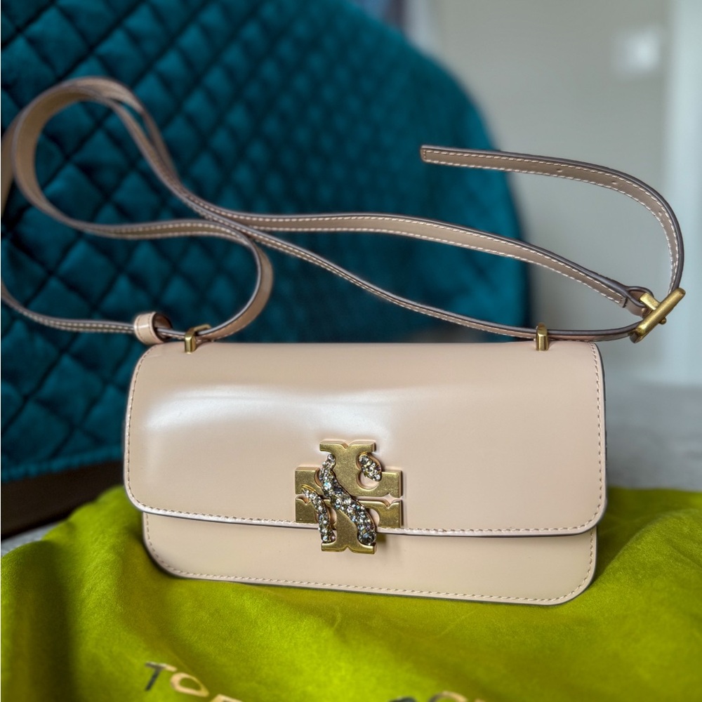 Tory Burch Eleanor E/W Rectangular Snake Crystal … - image 5
